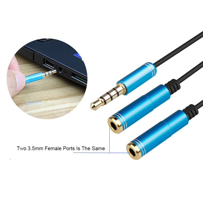Nuovo! Cavo sdoppiatore per cuffie Cavo prolunga sdoppiatore Jack Audio da 3,5 mm Cavo adattatore AUX da 3,5 mm maschio a 2 porte 3,5 mm femmina