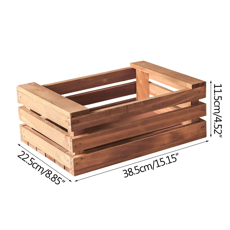 Nordic Rectangle Storage Box Wooden Crate Box Fruit Solid Wood Strip Handmade Crafts Home Decoration Organizer Sundry Craft