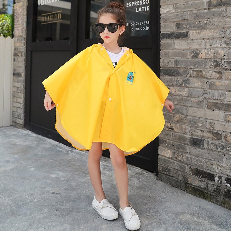 Chubasquero de dibujos animados para niños y niñas, impermeable, Poncho, ropa de lluvia para bebés: Yellow / L