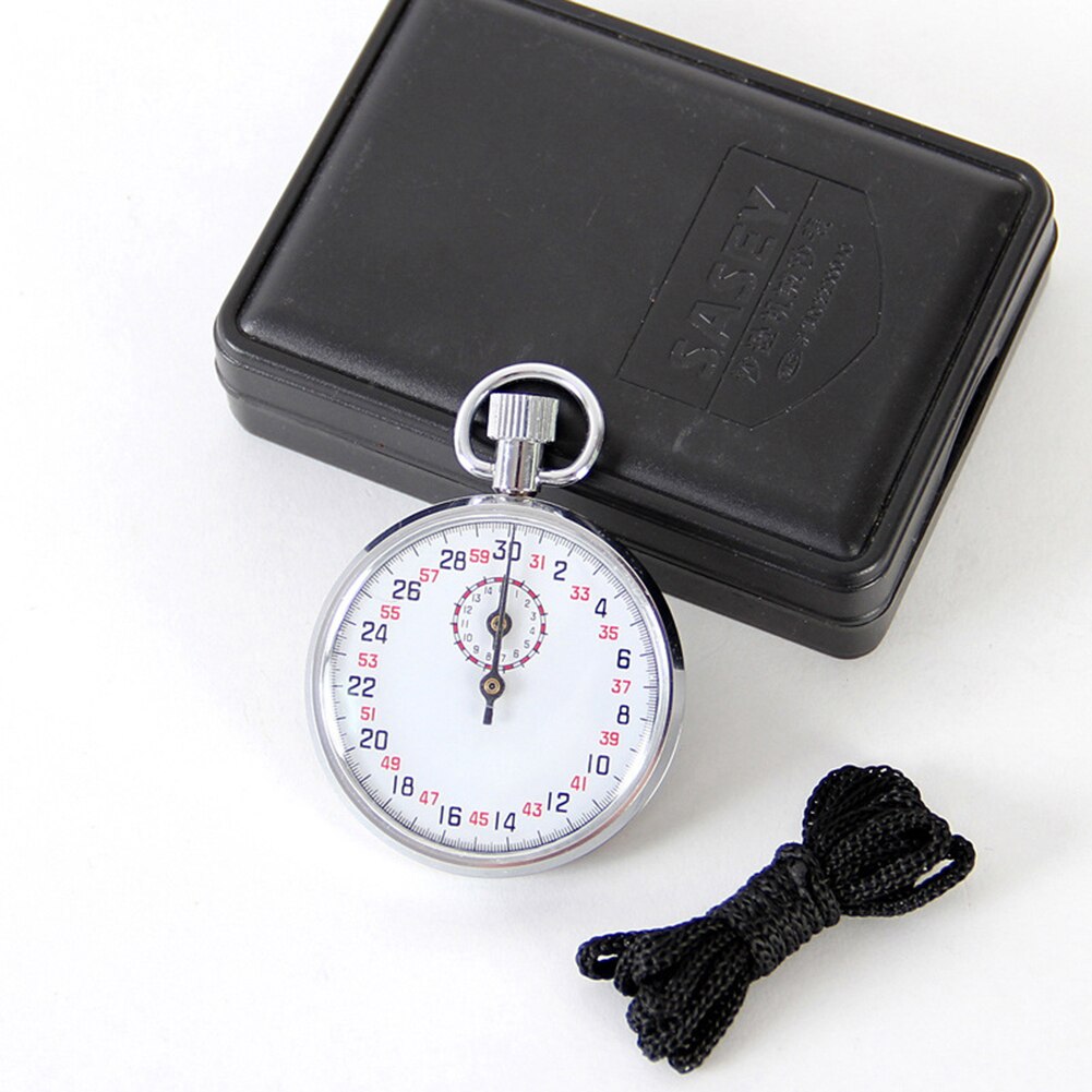 Sports Stop Watch Mechanical Stopwatch 1/10s with Watch Case SXJ504 Metal Case Fashionable Dial Wristwatch