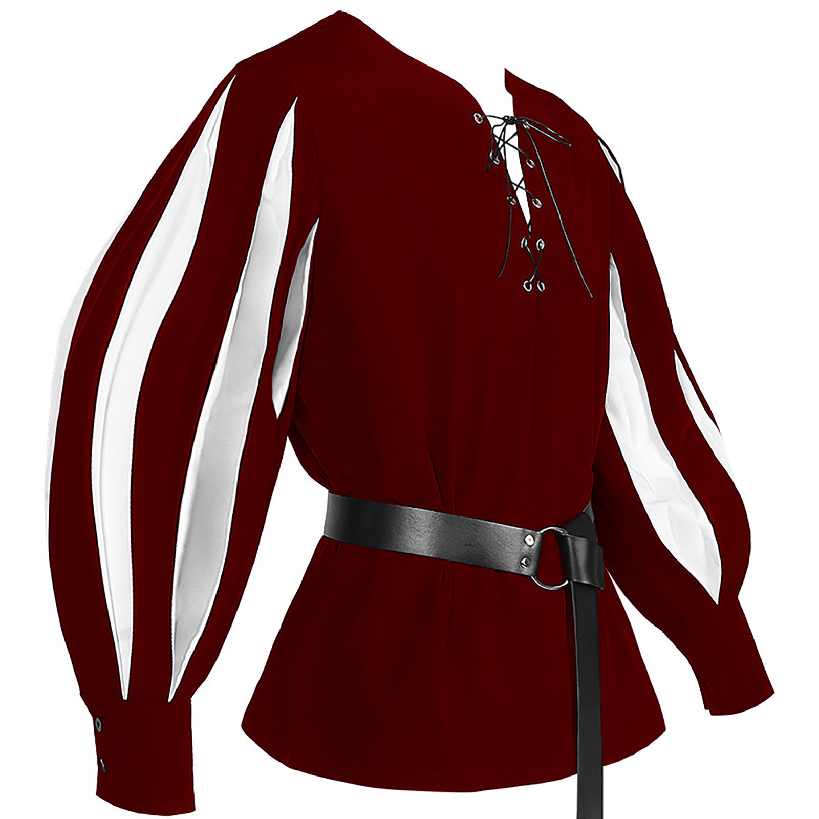 Top gótico con cordones en contraste oscuro para hombre, camisa informal Vintage Medieval renacentista, ropa suave holgada, camisa de manga larga con pretina: S / Plata