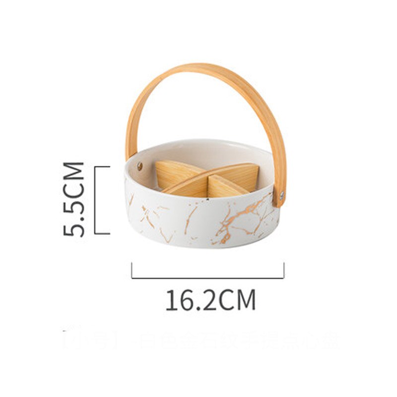 FANCITY ceramic grid plate with lid dried fruit plate fruit platter Nordic living room household fruit box snack snack: 1