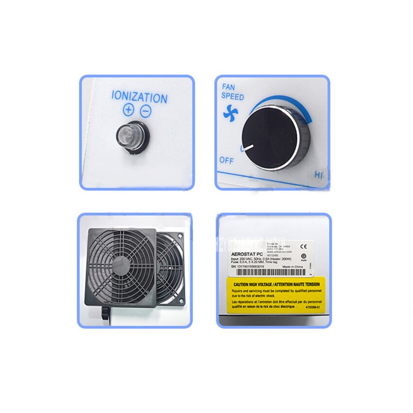 PC Desktop Anti Electrostatic Ion Fan Ionizing Air Blower Industry Aerostat Small Single Head Static Eliminator Equipment