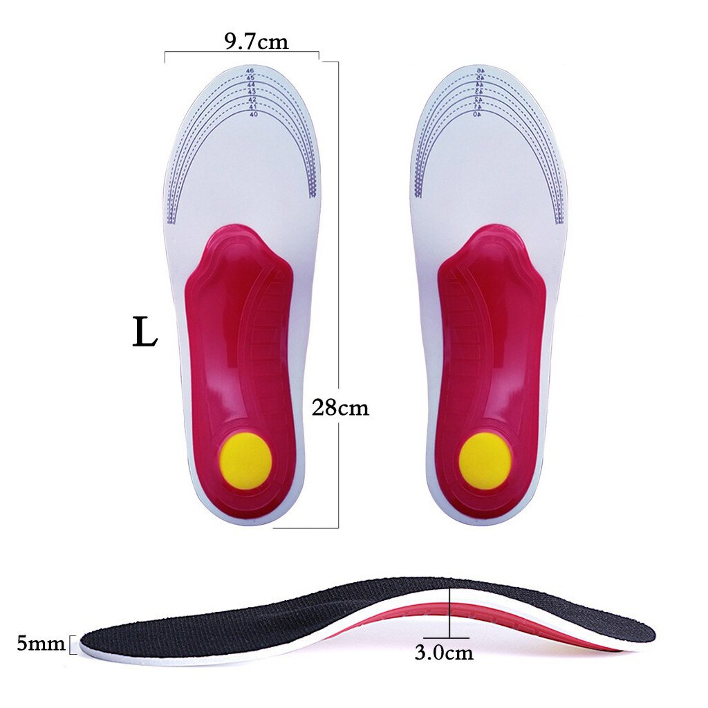 1Pair Orthopedic Insoles Arch Support Flat Feet Insert Foot Care Fasciitis Relief Insoles for Feet for Plantar Fasciitis Unisex: Red-28cm EU41-46