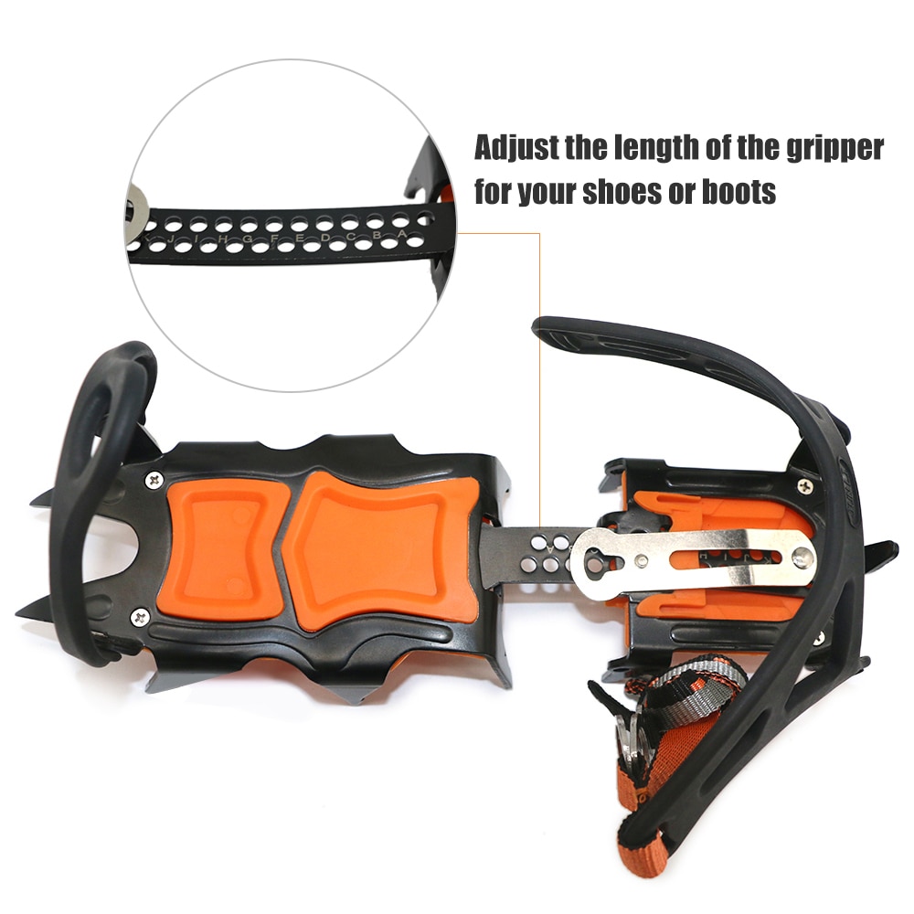 BRS HuaYe 14-Tooth Ice Crampons - Winter Snow Boot Grippers With Anti-Slip Chains