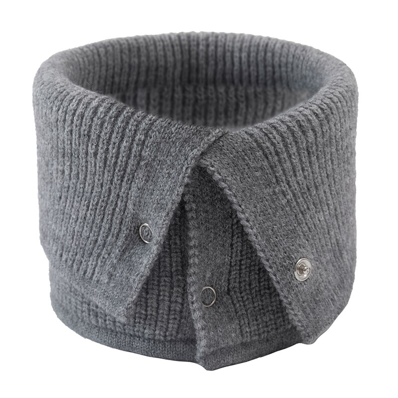 Warme Kraag Ring Sjaal Vrouwelijke Wollen Gebreide Sjaal Vrouwen Snood Sjaals Winter Button Hals Sjaals Effen Kleur: Light Grey