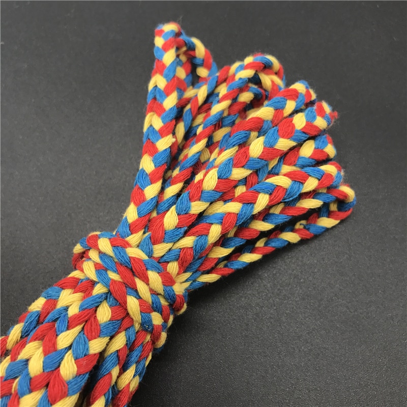 5 yards / lot 6mm bomulds reb fladt tricolor flettet reb håndværk dekorativt snoet snor reb til håndlavet dekoration: 06
