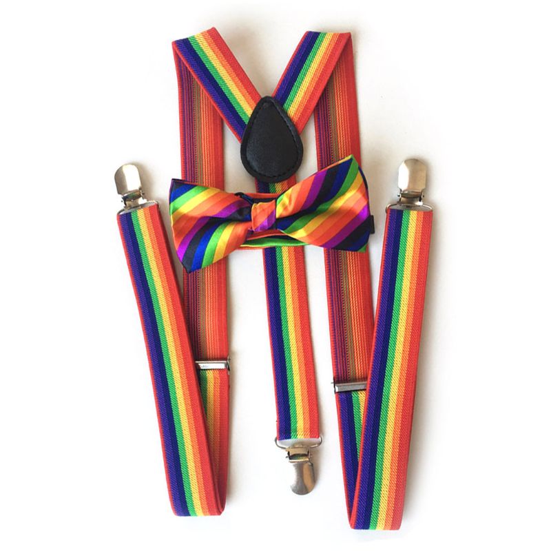 Butterfly clips sæt regnbue stribet førende knude voksen unisex bib bukser erstatning stropper tilbehør: 1