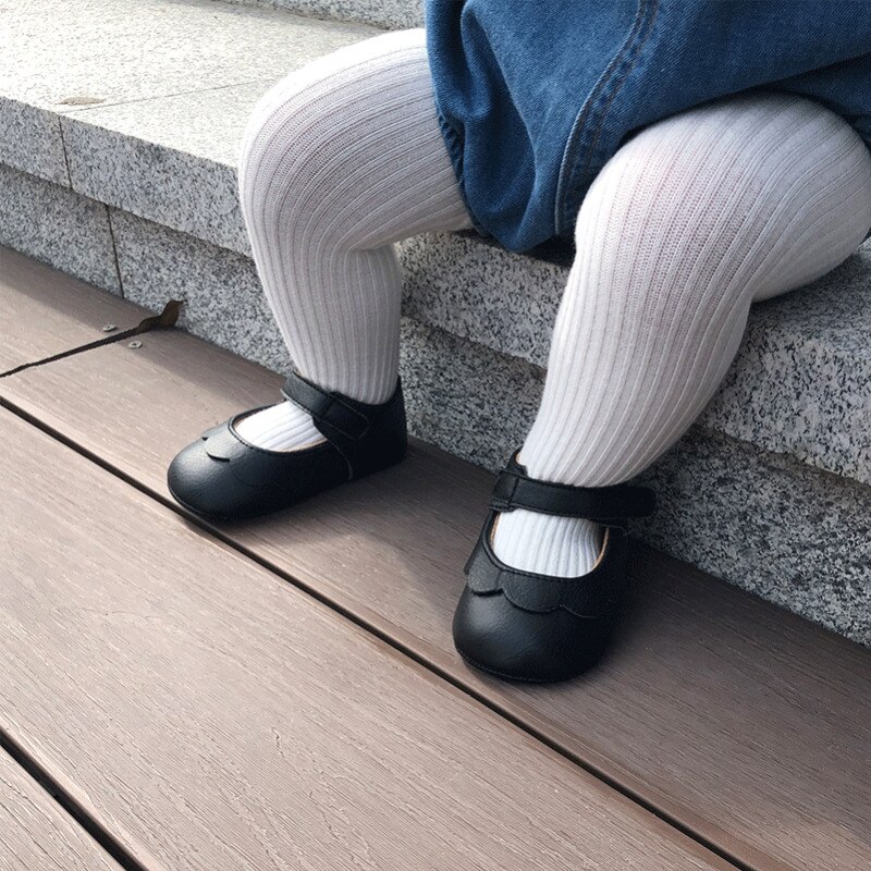 Baby Girl Casual Solid PU Leather Shoes 0-18M Infant Toddler Soft Antiskid Sole Crib Shoes Baby Cute Princess Shoes Ballet Flats