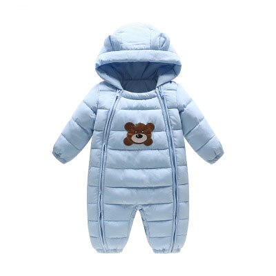 Baby Winter Kleding Baby Uitloper Jongen Meisje Dikke Warme Eendendons Winter Baby Snowsuit Leuke Hooded Kleding Pak Dier Stijl: Sky Blue / 12m