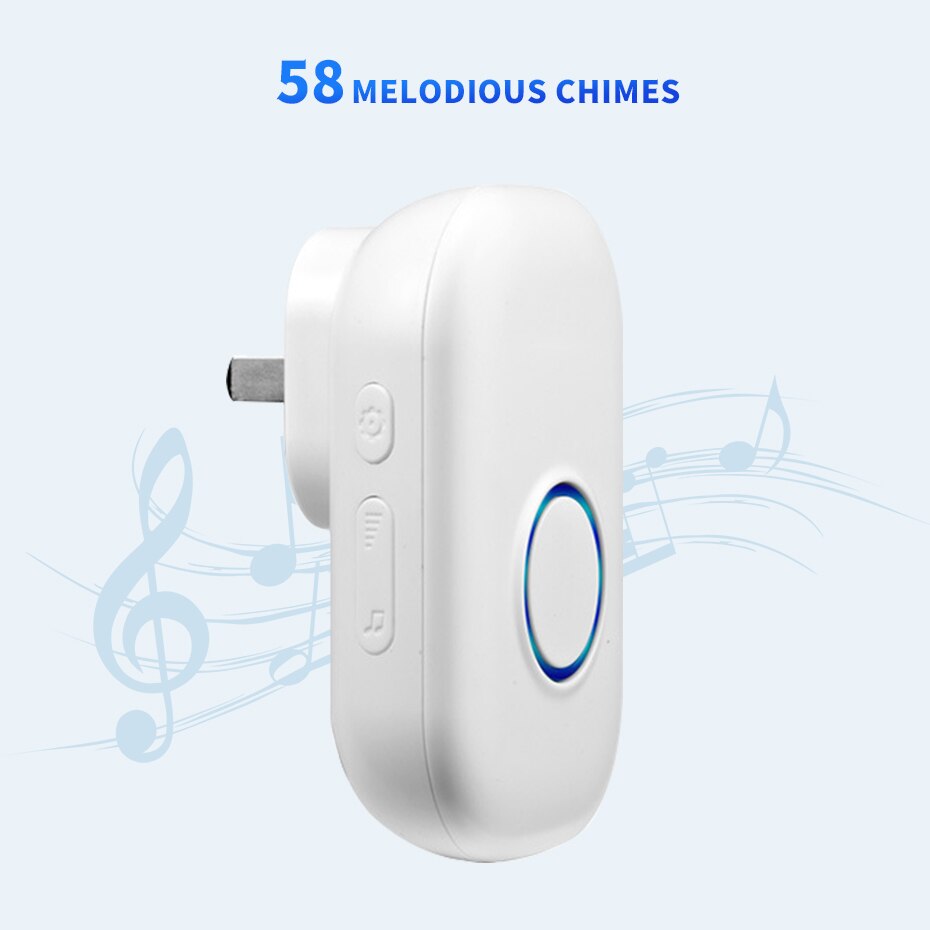 Self Power Wireless Doorbell Kinetic button Door bell 58 Melodies LED Indicator Door chime Wireless Kit receiver transmitter set