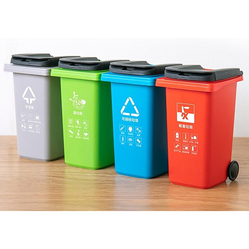 1Pcs Mini Desktop Tidy Pen Waste Bin Trash Can With Lid Stationery Holder Rubbish Garbage Home Office School Supplies