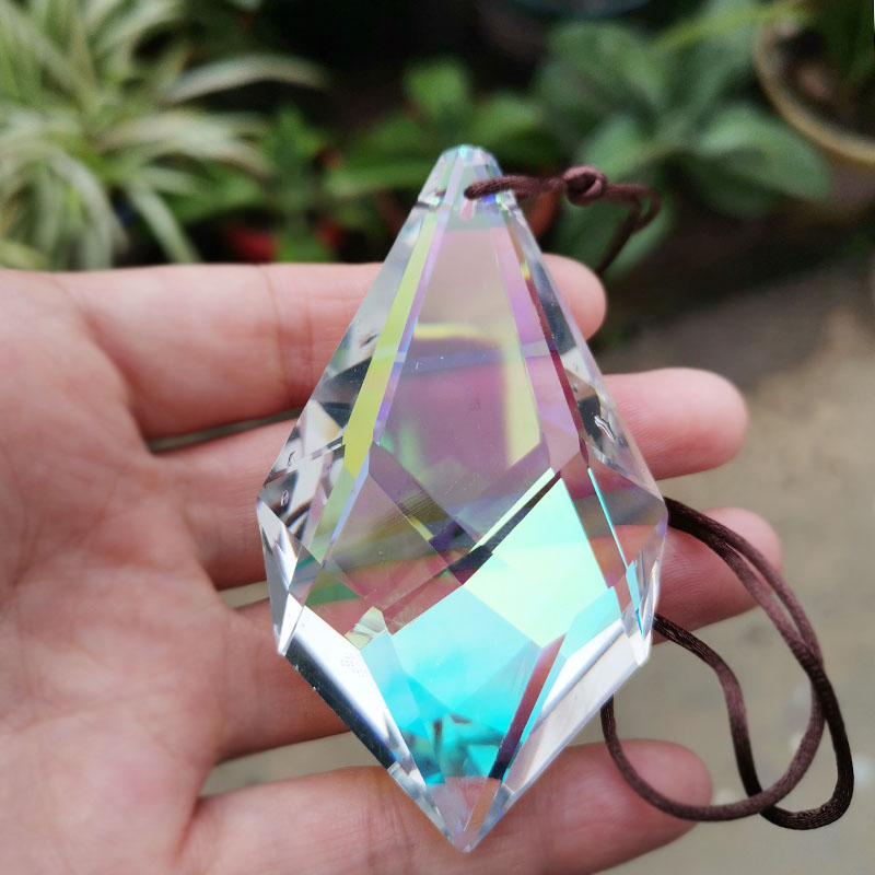 76mm Rainbow Maker Suncatcher Crystal Prisms Chandelier Parts Chakras Hanging Sun Catcher DIY Decor Craft Garden Decoration