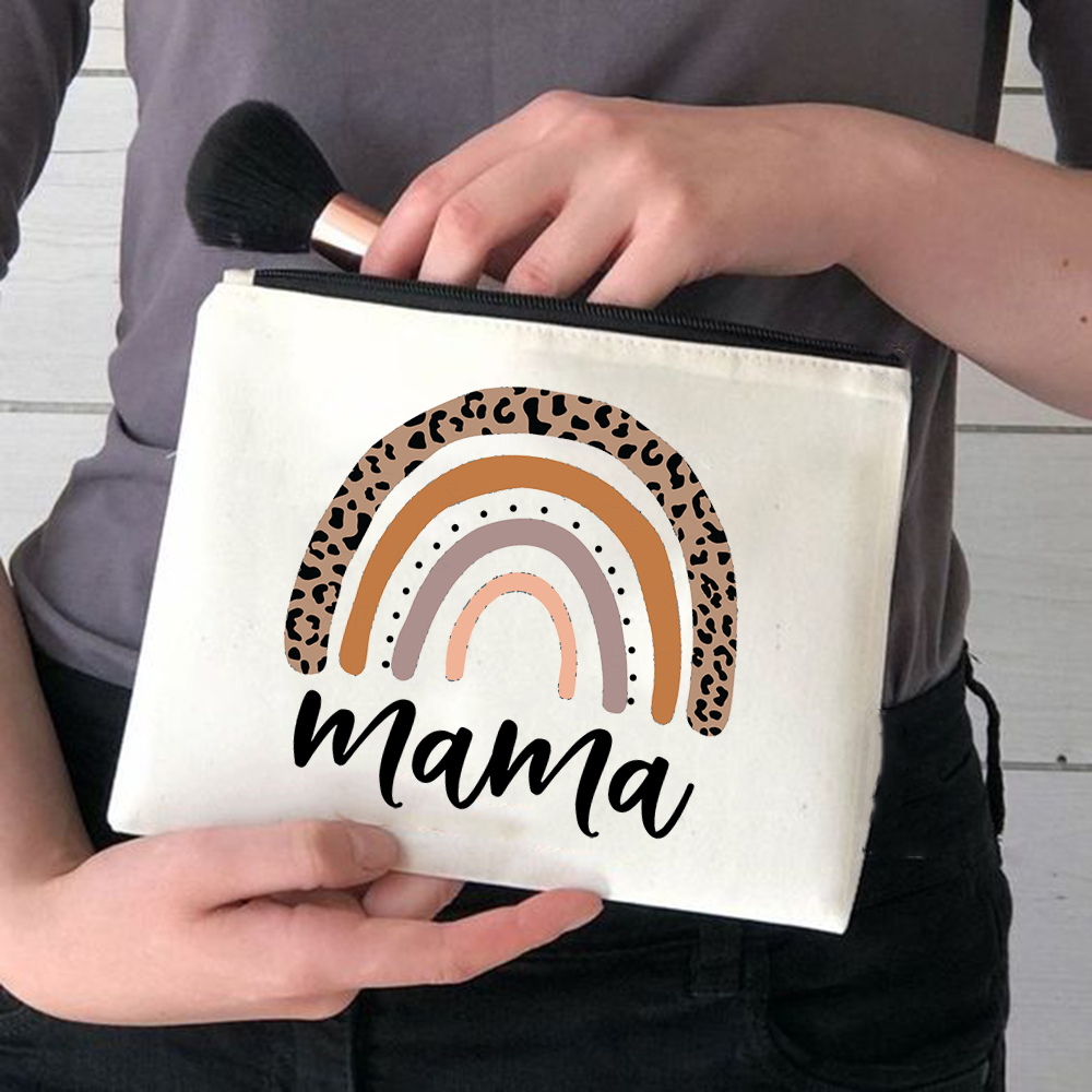Rainbow Mama torby kosmetyczne piękny nauczyciel torebki na makijaż moda etui na przybory do makijażu zabawna torba do przechowywania duże etui podróżne wielokrotnego użytku: W05050-TBWH-D