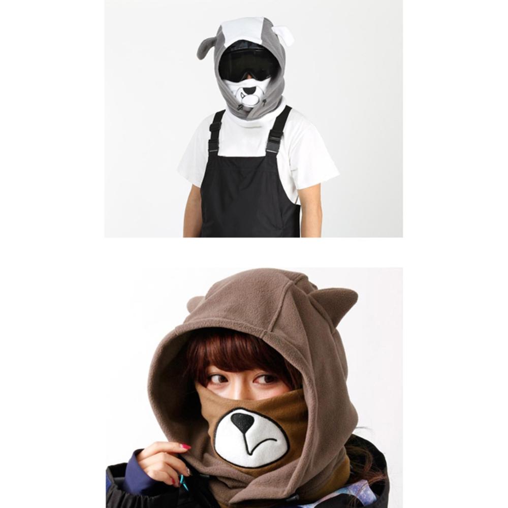 Schattige Skiën Hoofddeksels Cartoon Dier Patroon Volledige Gezicht Thermische Outdoor Beschermende Balaclava Hood Ski Fietsen Masker Helm