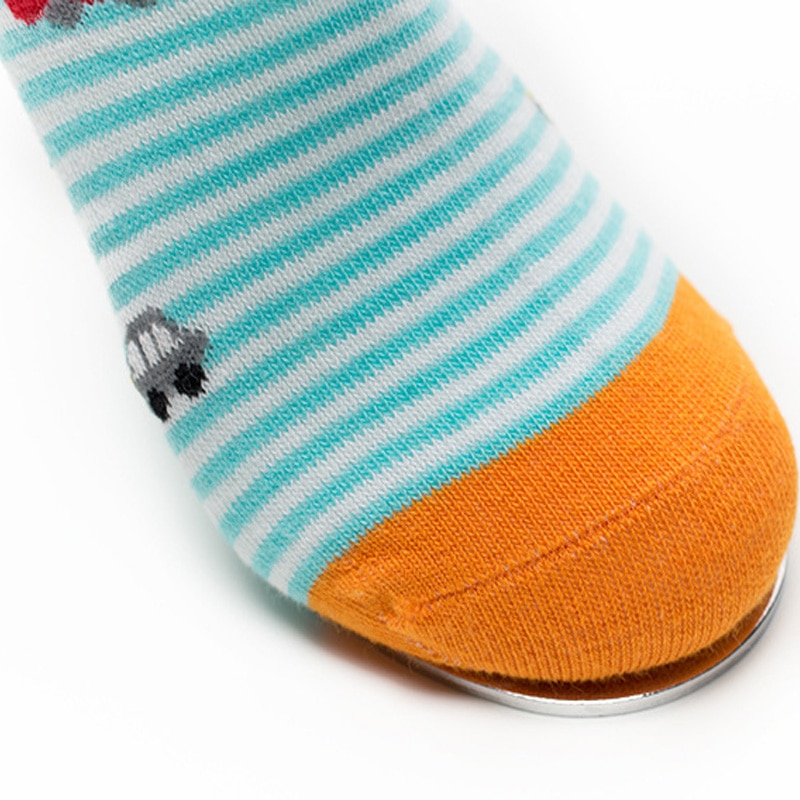 Calcetines de algodón a rayas para niños, medias de dibujos animados, para niños de 2 a 10 años, 5 par/lote