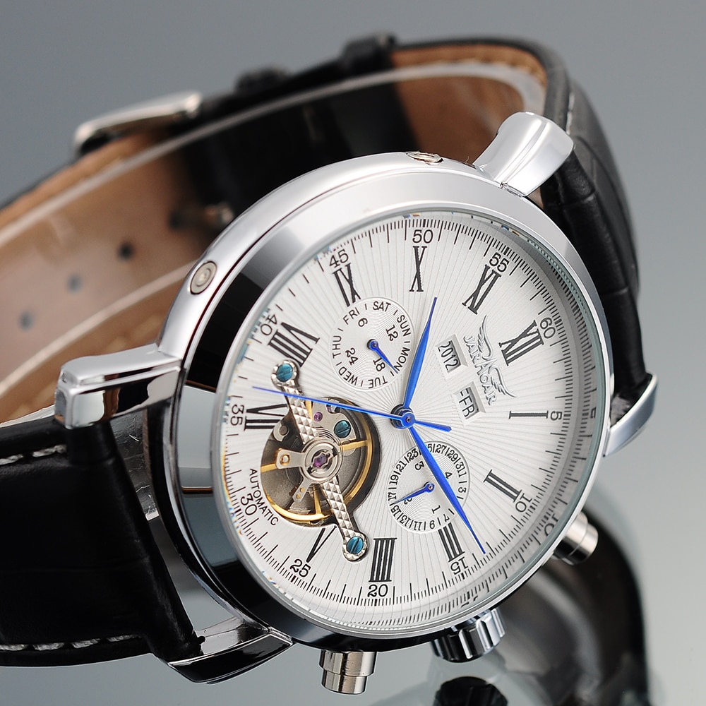 JARAGAR männer Uhren Tourbillon Mechanische Herren Uhren Datum Kalender Woche Monat Multifunktions Armbanduhren erkek kol saati