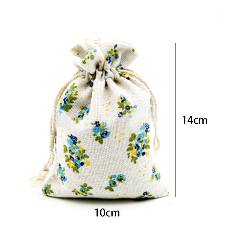 1pc trekkoord katoenen linnen print kleine organizer opbergtas portemonnee reistas dames kleine stoffen tas kersttas