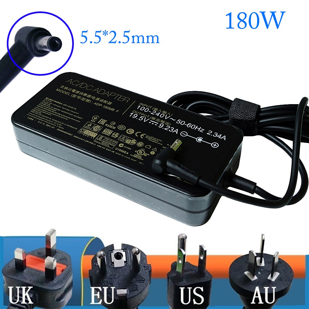 180W Voeding 19.5V 9.23A 5.5*2.5Mm Laptop Adapter Voor Asus Voor Msi GE72VR GS63VR WS63VR GS43VR GT60 GT70 ADP-180MB Charger