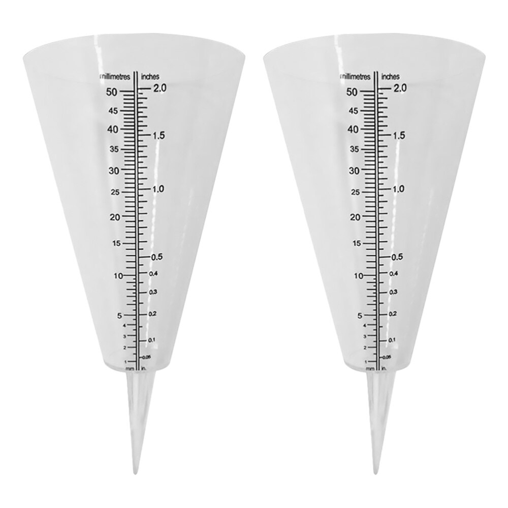 2pcs Cone Shaped Rain Gauge Plug Measuring Cup Transparent Rainfall Gauge: Default Title