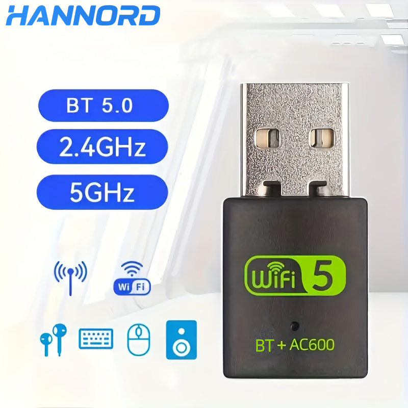 Hannord 600Mbps USB WiFi Bluetooth Adapter Dongle Dual Band USB Wifi Adapter USB Bluetooth Drahtlose Netzwerk Karte Für PC Laptop