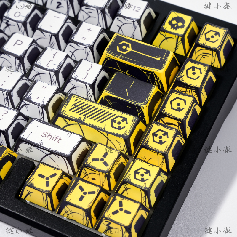 140-Tasten-Tastenkappen-einstellen mit Comic-Thema, PBT-Tastaturkappe Ich bin Manga-Stil, Kirschprofil-Spielen-Tastenkappe für mechanische Tastatur, 1,5 u alt