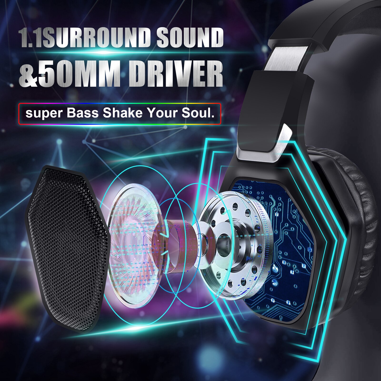 Noise reduction Headset Gamer With HD Microphone RGB Light 7.1 Surround sound USB+3.5MM Plug Wired headset For laptop/PS4/xbox