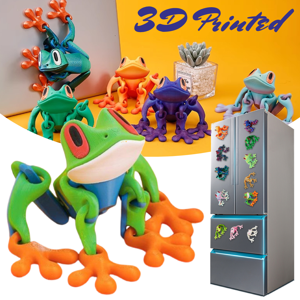 3D-printen Kikker Koelkastmagneten Gewrichten Beweegbare Boomkikker Koelkastmagneet Desktop Ornamenten Gesimuleerde Diermodel Decoratie