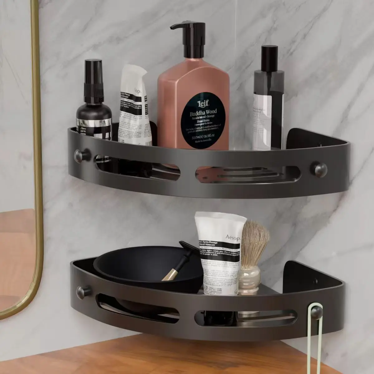 Badezimmer Dreieck Wand-Montiert Lagerung Rack Kein Bohren Wc Dusche Bereich Waschtisch Organizer Kunststoff Einschichtige Hause Waren