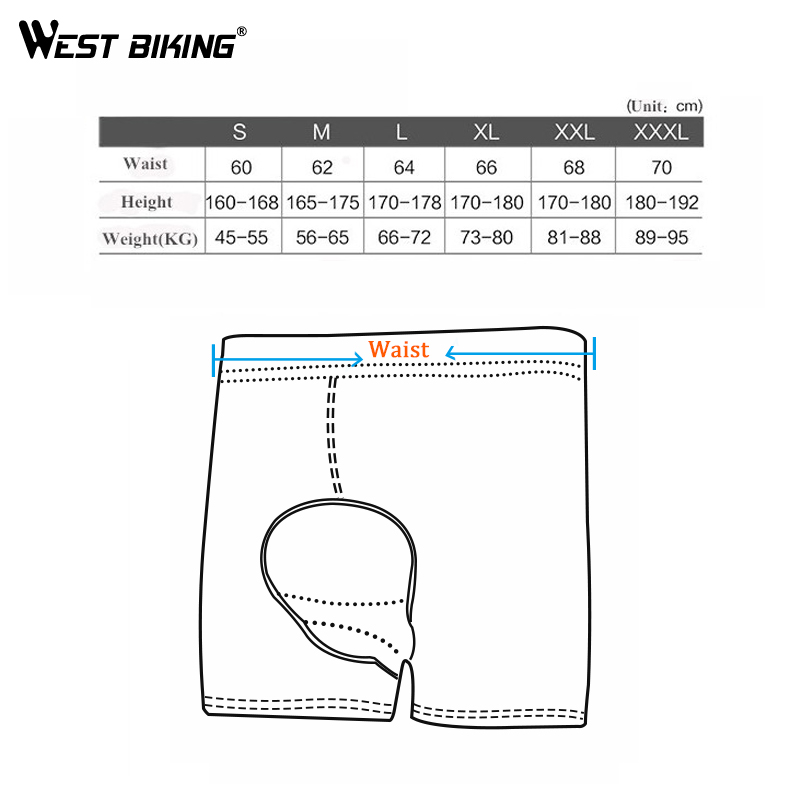 West biking gel #39 cykelshorts åndbare 3d polstrede ridesport under trusser cykel cykel undertøj fitness shorts s~ 3xl