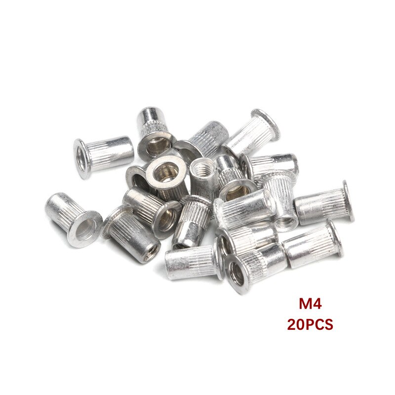 200Pcs Rivet Nut Aluminum Alloy Rivnut Flat Head Threaded Insert Nutserts Cap Rivet Nut Assortment Set for Automotive Furniture: M4 20pcs-bag