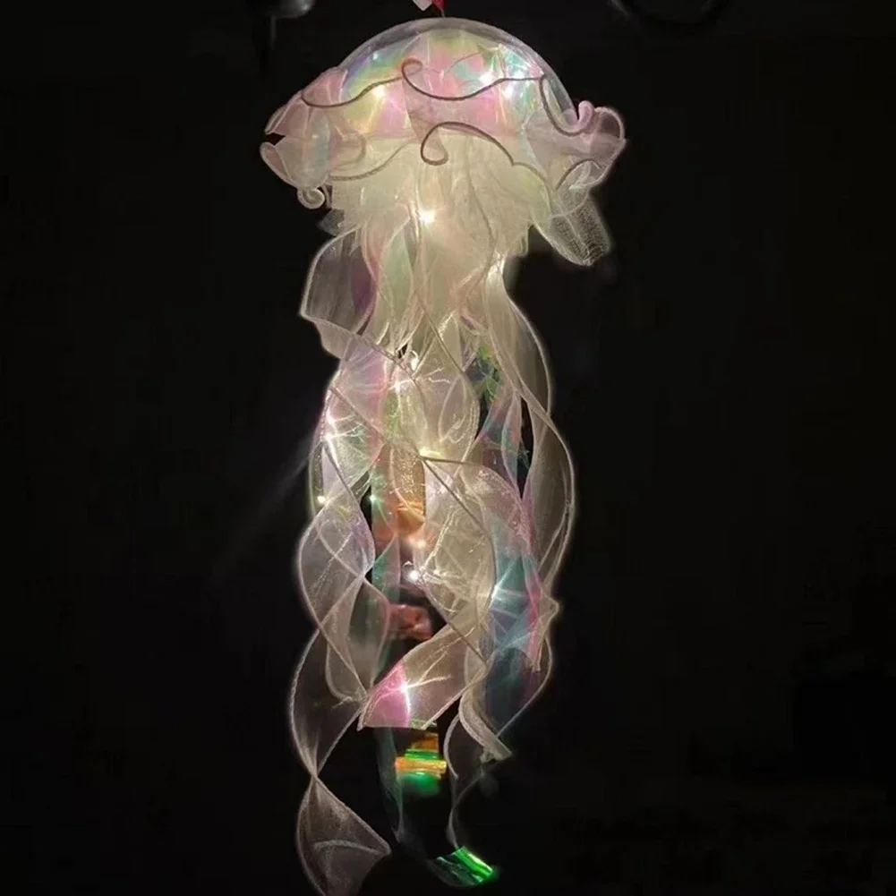DIY Jellyfish Lantern Under The Sea Colorful Jellyfish Lamp Girl Bedroom Atmosphere Decoration Lamp Mermaid Theme Party Decor: WHITE