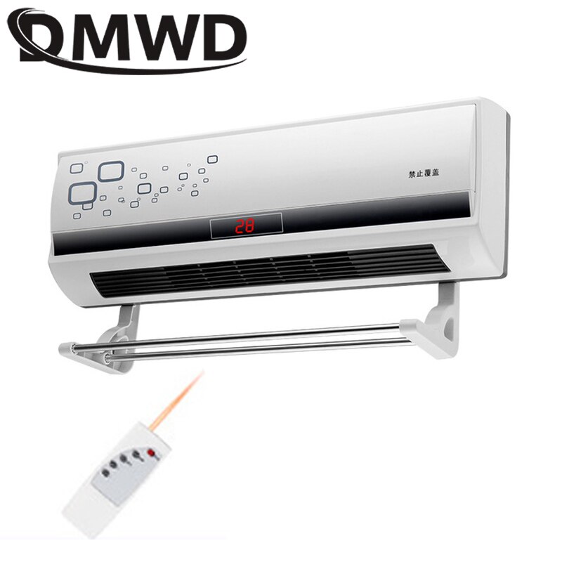DMWD 220V Household Electric Heater Wall-mounted Remote Control Ceramic Thermal Heating Radiator Warmer Cooling Fans Ventilator