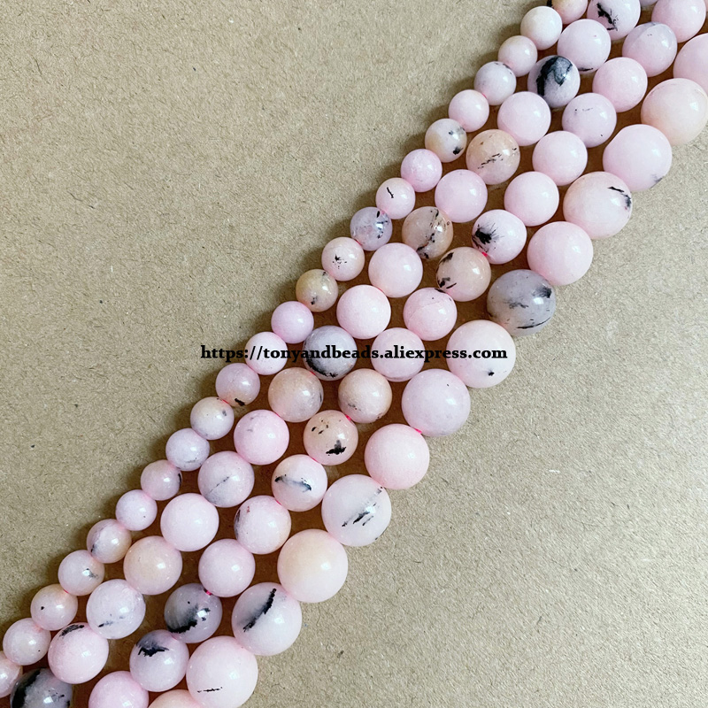 Natursten slät rosa opalfärgad jade runda lösa pärlor 15 " sträng 6 8 10 mm välj storlek för smyckestillverkning gör-det-själv