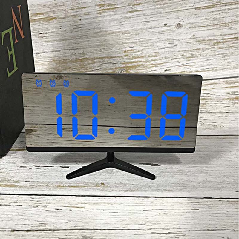 LED Alarm Clock Desk Table Digital Clock Curved LED Screen Alarm Clocks For Kid Bedroom Temperature Snooze Function Home Watch