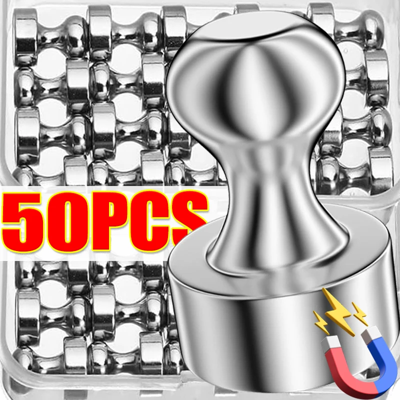 50/1PCS Small Strong Magnetic Push Pins Whiteboard Pushpin Office Sucker Thumbtack Metal Neodymium Magnets Fridge Cone Pushpins