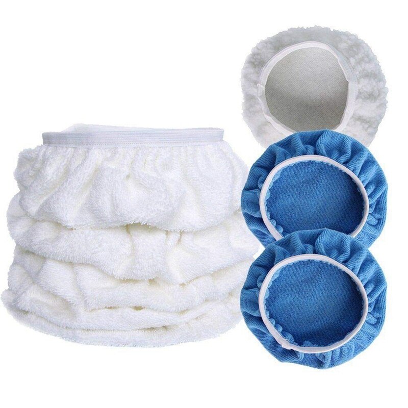 7Pcs Auto Polijstmachine Pad Motorkap Polijsten Motorkap Polijsten Kap Set Buffing Pad Cover Voor 220Mm-250Mm(9-10 Inch) autolak Zorg Wax