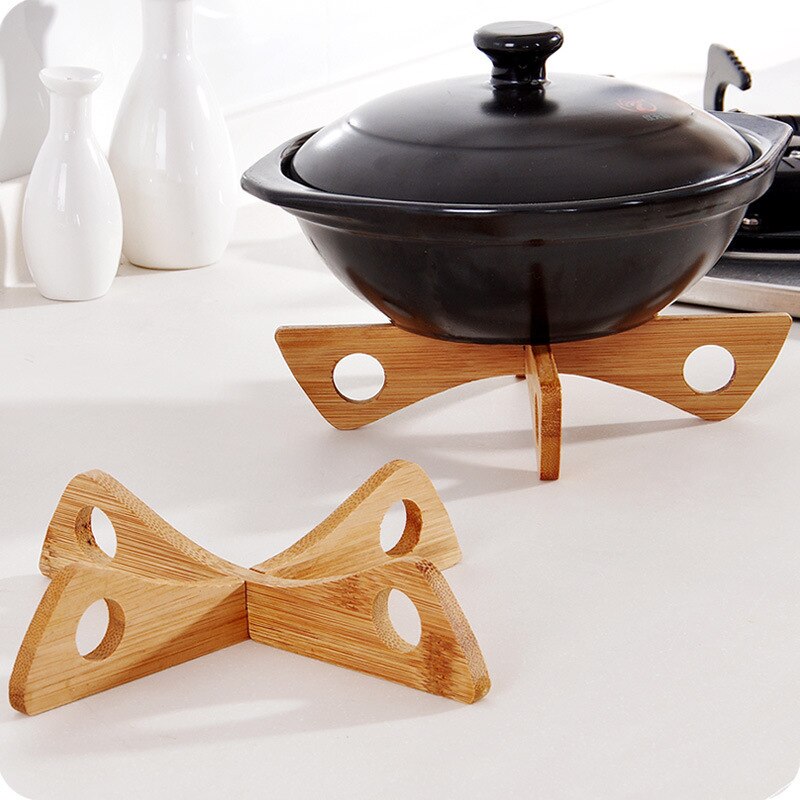 Kitchen Wood Tray Rack Detachable Table Mat Accessories Cozinha Kitchen Pot Dish Potholders Gadget Holder Steaming Tray Stand