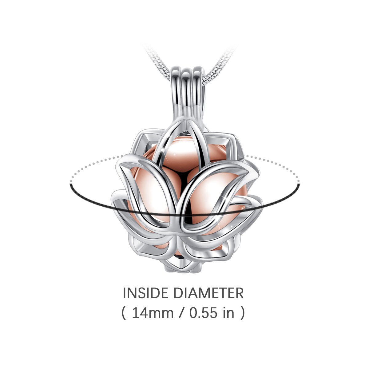 EUDORA – pendentif crémation en forme d&#39;urne, 14mm, fleur de Lotus, Cage, médaillon, porte-cendres, collier, Capsule de souvenir, boule creuse, DIY bricolage, bijoux k332n14