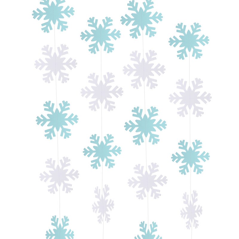 Snefnug form bunting banner jul hvid blå papir guirlande til vinterfest juleår hængende guirlande dekoration: S07