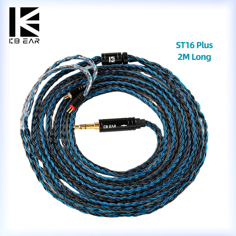 KBEAR ST16 Plus Crystal 16 Cores 2M Long Upgrade Cable 5N Single Copper Silver-plated MMCX/QDC/2PIN Connector For KS1 Star river
