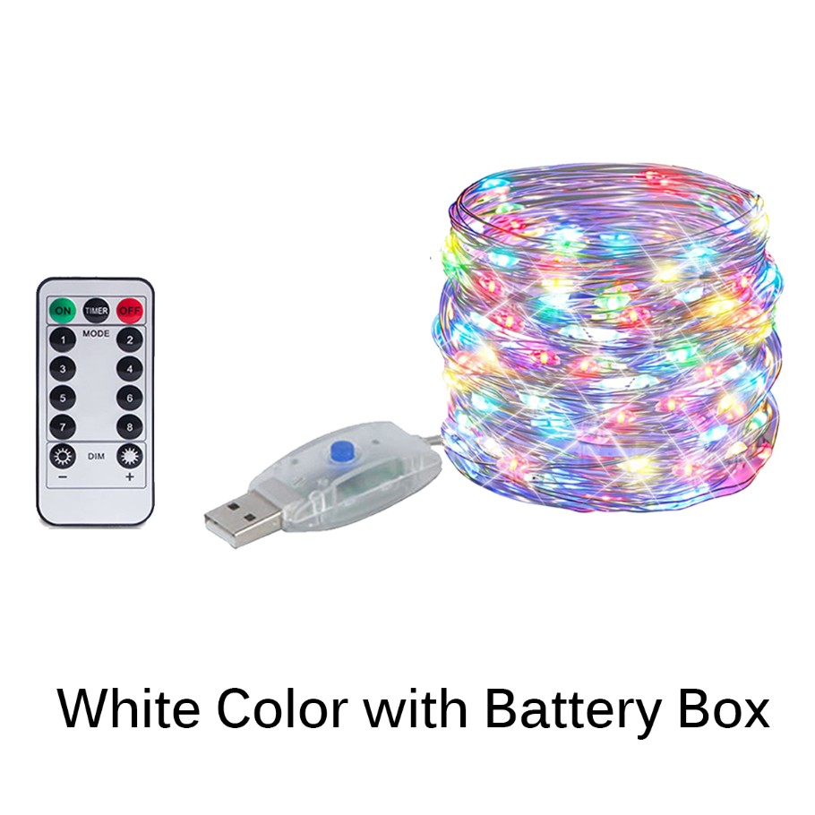 LED Koperdraad String Lamp USB Batterij Aangedreven Fairy Lamp Camping Tuin Thuis Feest Verjaardag Decoratie Krans: RGB / 300w