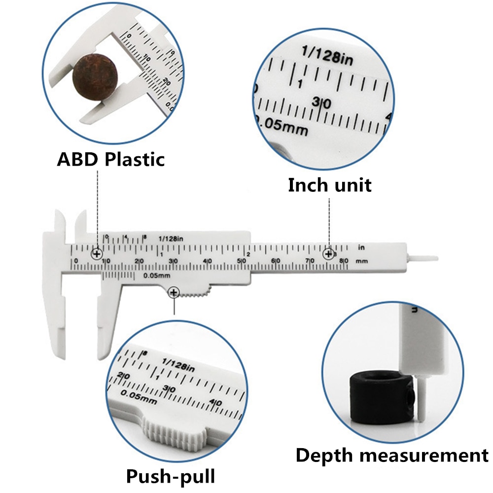 80mm Mini Plastic Sliding Schuifmaat Gauge Measure Tool Heerser Micrometer Hand Tool