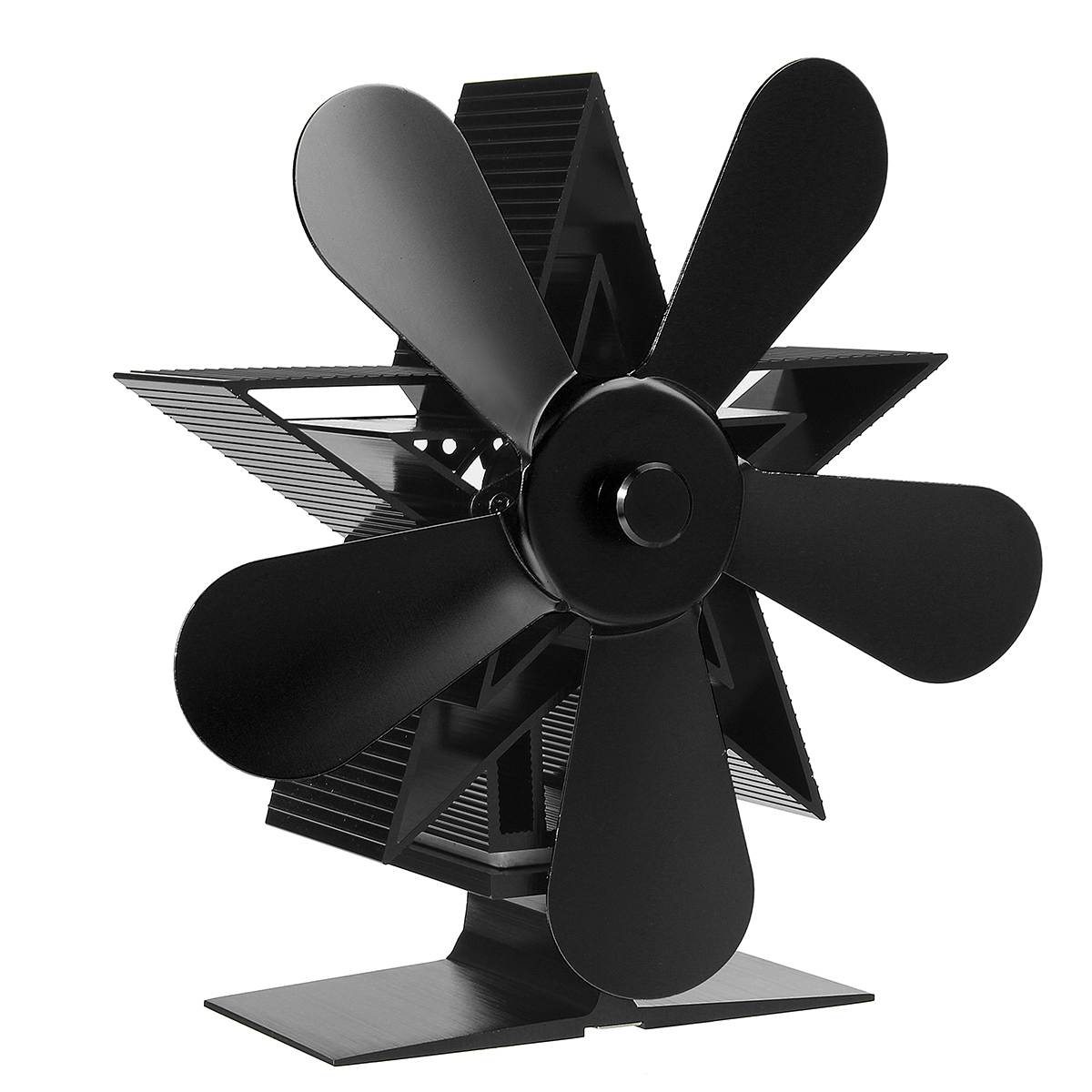 Powered Stove Fan Wood Heat Powered Stove Fan Fireplace Blower Fan Home Quiet Eco Friendly Hight Efficient Heat Distribution: Black