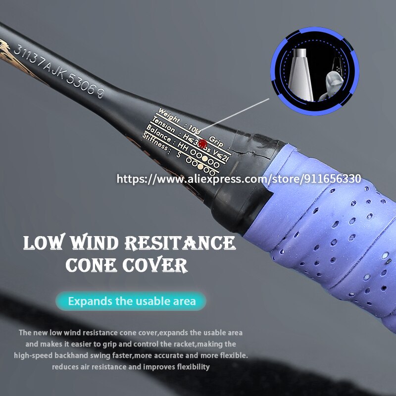 Super Licht 10U 52G 100% Carbon Fiber Badminton Rackets Strung Tassen 22-30LBS Professionele Training Racket Snelheid Sport Volwassen