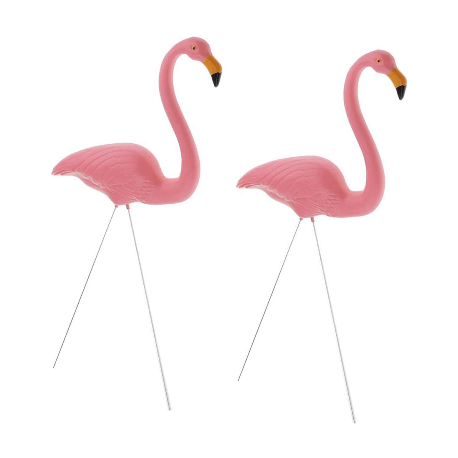 1 Pair Lifelike Standing Flamingo Stake Outdoor Garden Lawn Patio Pond Decor