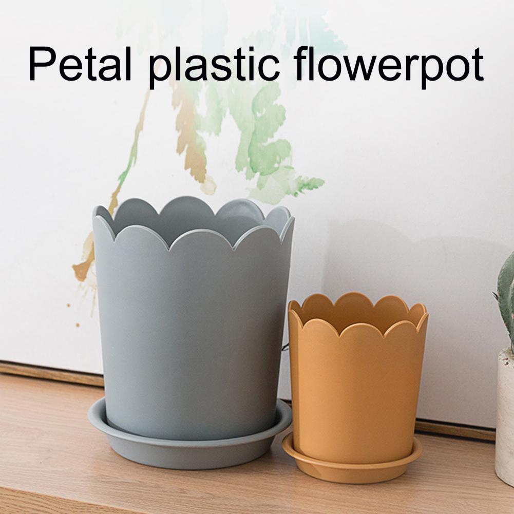 50%HOTFlowerpot All Match Bright-colored Plastic Petal Edge Large Opening Flower Planter for Home