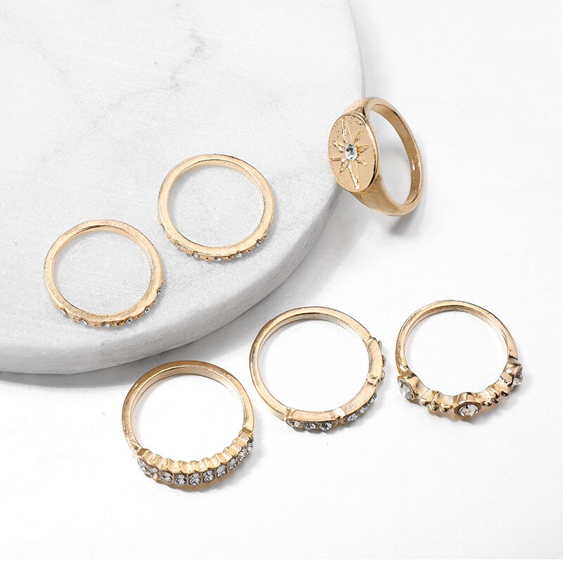 Conjuntos de anillos para dedos de mujer, gota de agua de cristal dulce, conjuntos de anillos bohemios para mujer, de joyas de