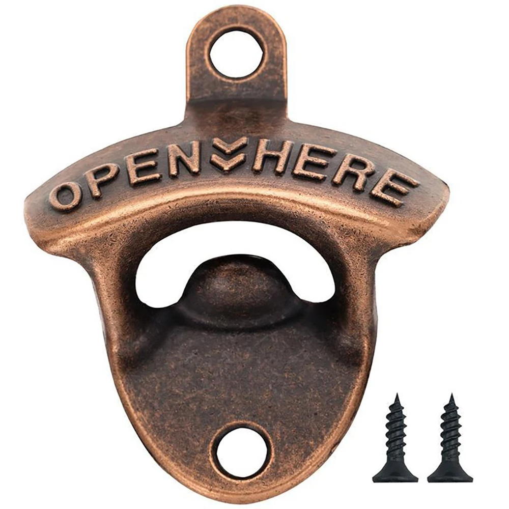 Zinc Alloy Wall Bottle Opener Kitchen Bottle Opener Retro Alloy Wall Mounted with Screws Party Antique Beer Bottle Opener: Red