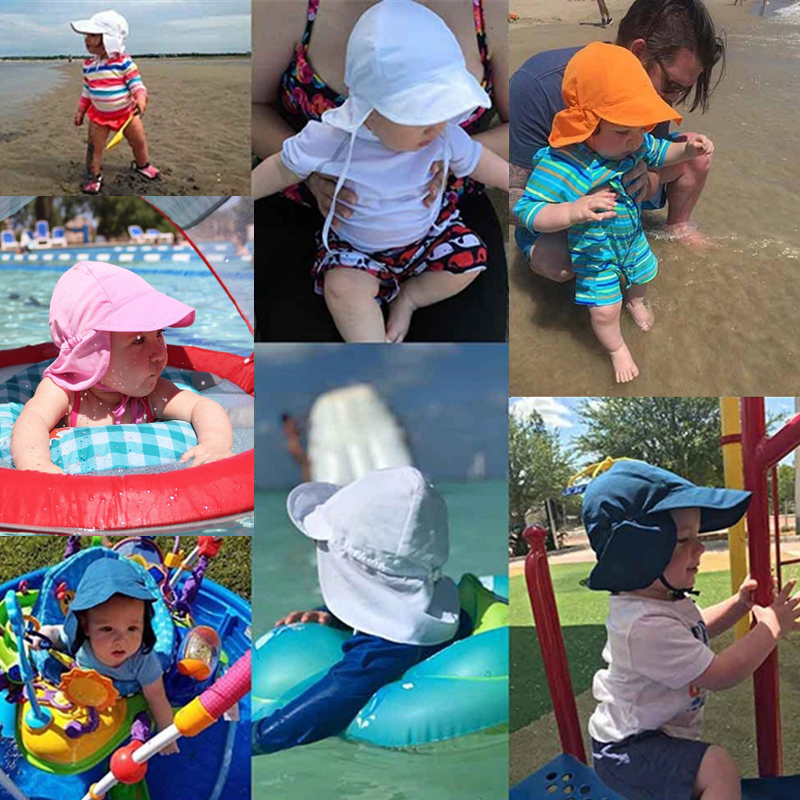 Gorro de Sol para bebé, gorro de verano para exteriores con protección UV para playa para niños y niñas, gorro con solapa para natación de 0 a 5 años